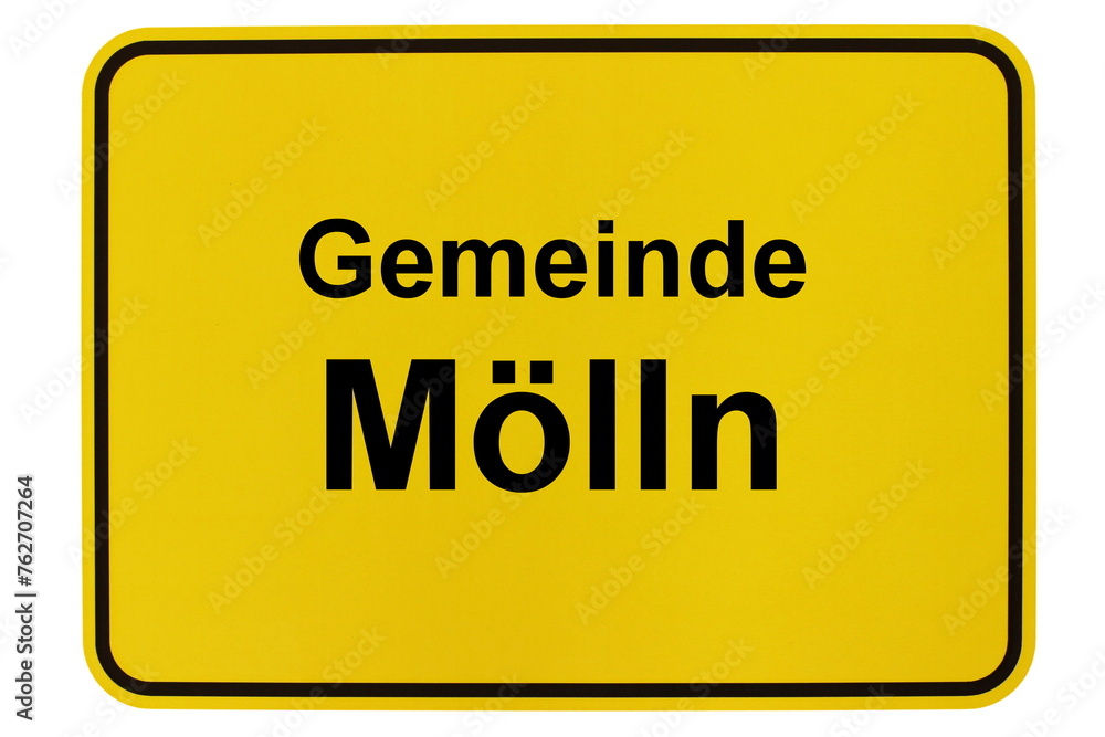 Illustration eines Ortsschildes der Gemeinde Mölln in Mecklenburg-Vorpommern