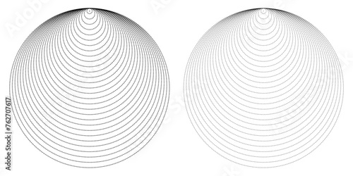 2 MOTIFS DE CERCLES EN POINTILLÉ. Arrière-plans circulaires avec points noirs