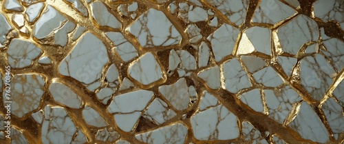 Elegant golden veins on a white marble pattern create a luxurious texture perfect for high-end designs