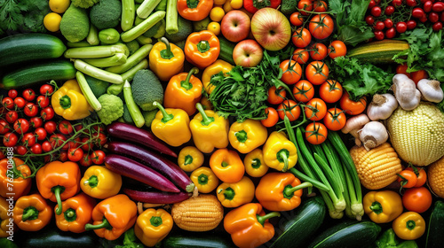 Overhead view of vegetables displayed at market