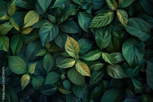 Green leaves background. Top view, flat lay. Nature concept. © Christiankhs