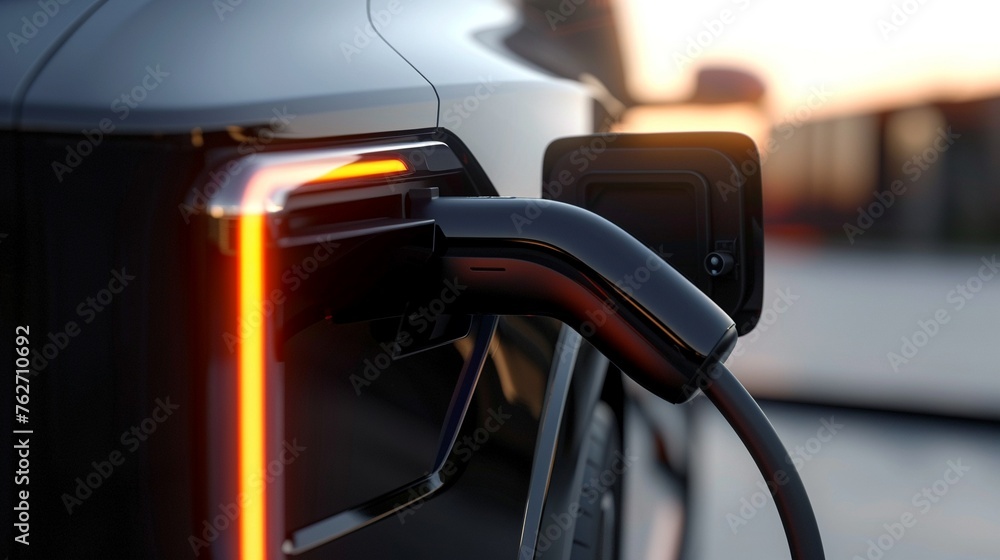 The sleek design of a modern electric vehicles charging port, merging technology with ecofriendly aspirations The sleek design of a modern electric vehicles charging port, merging technology with ecofriendly aspirations