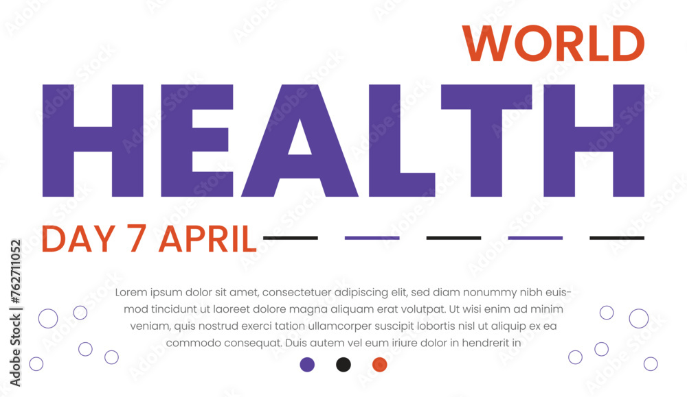 Fototapeta premium World Health Day banner with stethoscope and world map. Vector illustration.