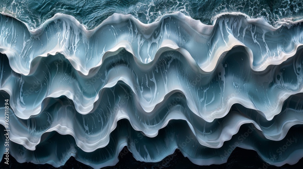 A blue sky with white clouds in the background, featuring a close-up of a wave on a body of water A blue sky with white clouds in the background, featuring a close-up of a wave on a body of water