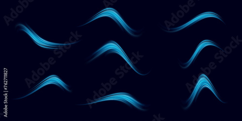 Blue light trail, wave speed, trace line twirl