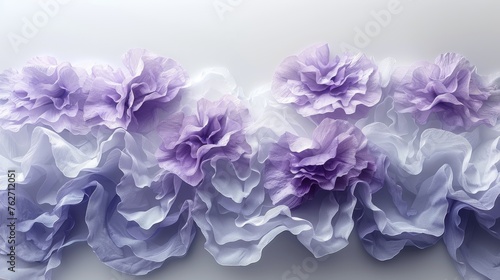  A group of purple flowers on a white wall  adjacent to another white wall with purple flowers