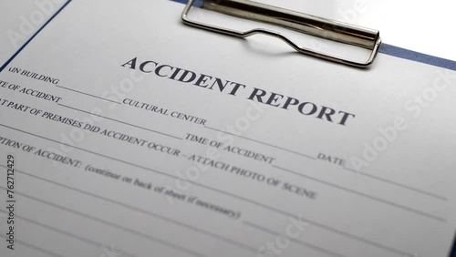 Close up of accident report