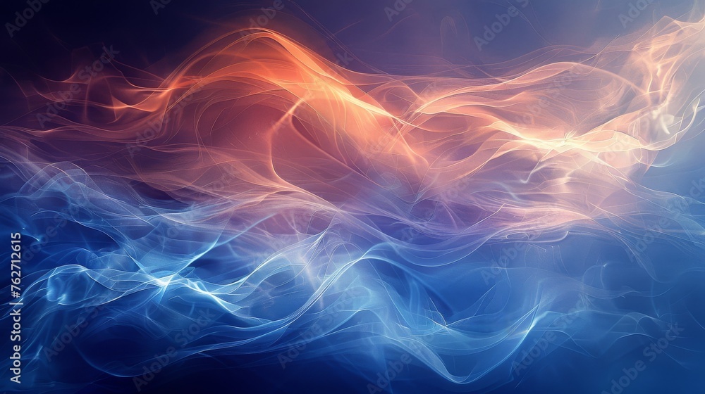  A blue, orange, and red background with a wave on the right side of the image