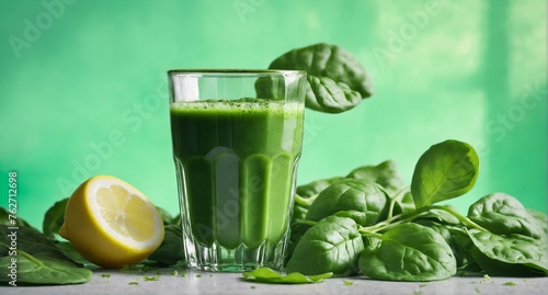 Fresh organic green smoothie ,detox, diet and healthy food concept