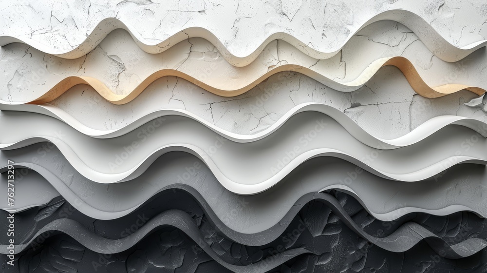 Wall with wavy lines on one side, white background.Maximum 45 tokens Wall with wavy lines on one side, white background.Maximum 45 tokens