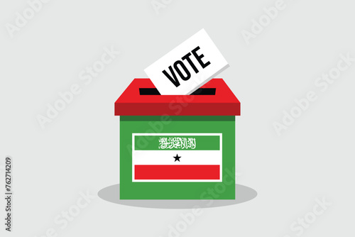 Somaliland Ballot Box Flat and minimalist vector illustration concept. Vote Conceptual Art. Elections.