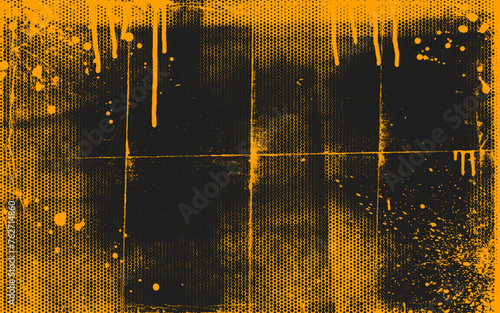 Urban street art graffiti punk poster with grunge and halftone texture. Yellow and black brush drawn overlay texture.