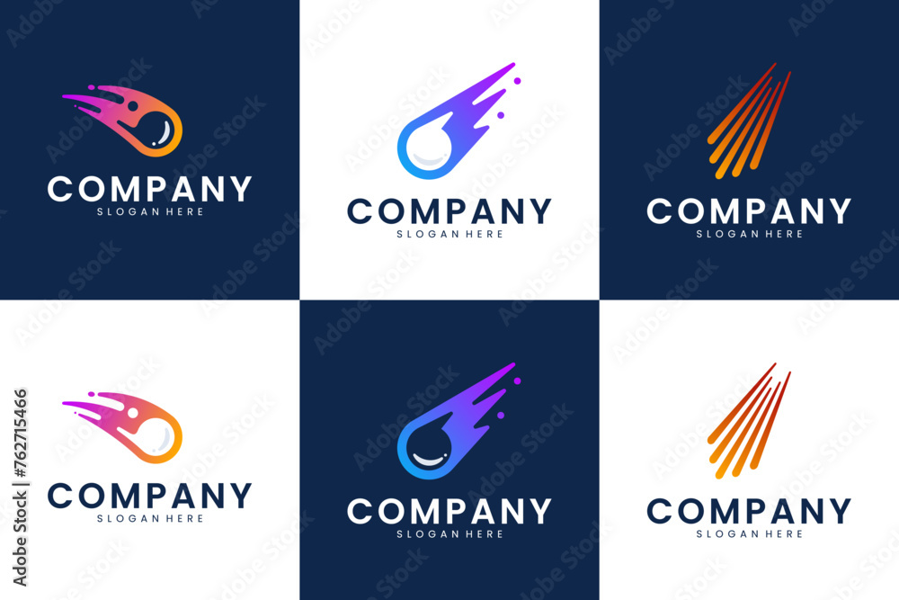 asteroid movement logo collection, astronomy science , logo design template. asteroid movement logo collection, astronomy science , logo design template.