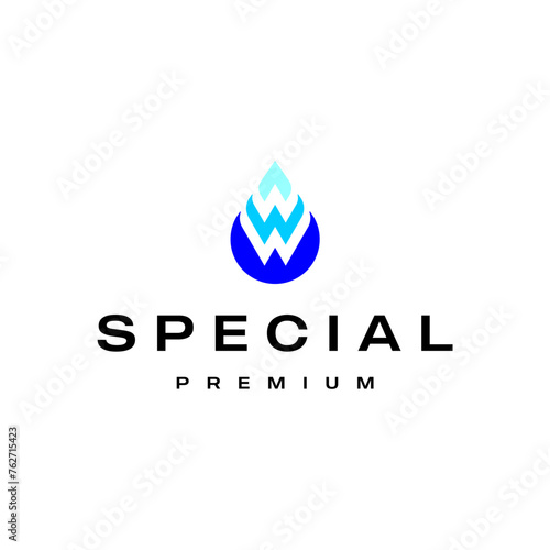 letter w water drops nature environment logo design