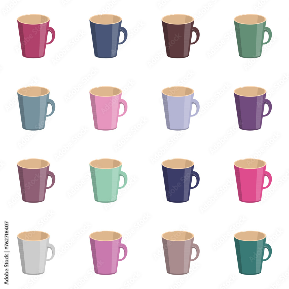 Set with empty cups on white background design art decor collection clipart Set with empty cups on white background design art decor collection clipart