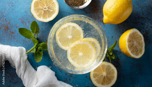 Food Photography - Sparkling Water with Lemon Wedges