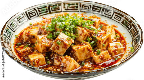 Flavorful Tofu Dish Isolated On Transparent Background photo