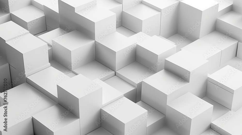 A visually striking arrangement of white cube boxes, each carefully shifted to create an abstract, three-dimensional pattern that serves as a dynamic and elegant background. A visually striking arrangement of white cube boxes, each carefully shifted to create an abstract, three-dimensional pattern that serves as a dynamic and elegant background.