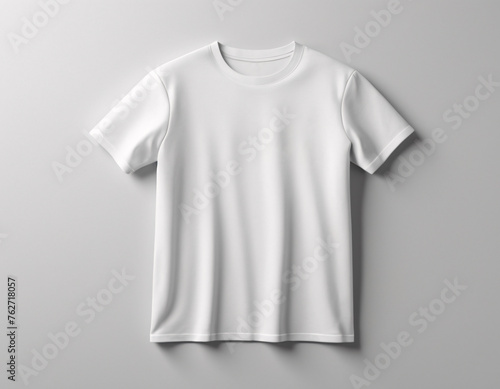 Photo of a white T-shirt lying on a white background