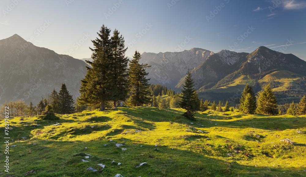 Blick von Thorhöhe auf Gamsfeld (2027m), Postalm, Salzburg Land, Österreich