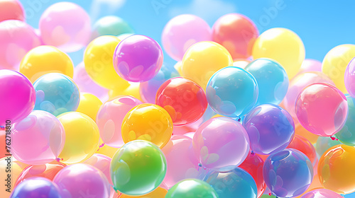 April fools day colorful balloons blur background