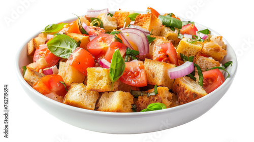 Rustic Panzanella Salad Isolated on Transparent Background