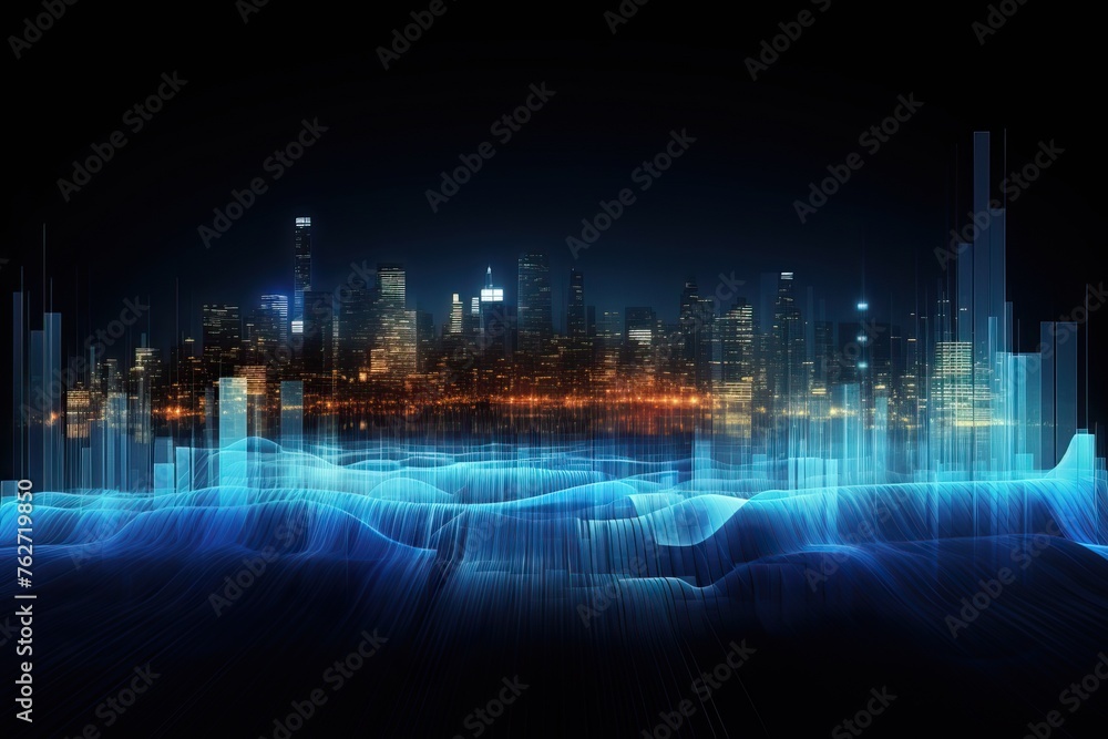 City Noise Background with abstract sound waves