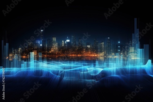 City Noise Background with abstract sound waves
