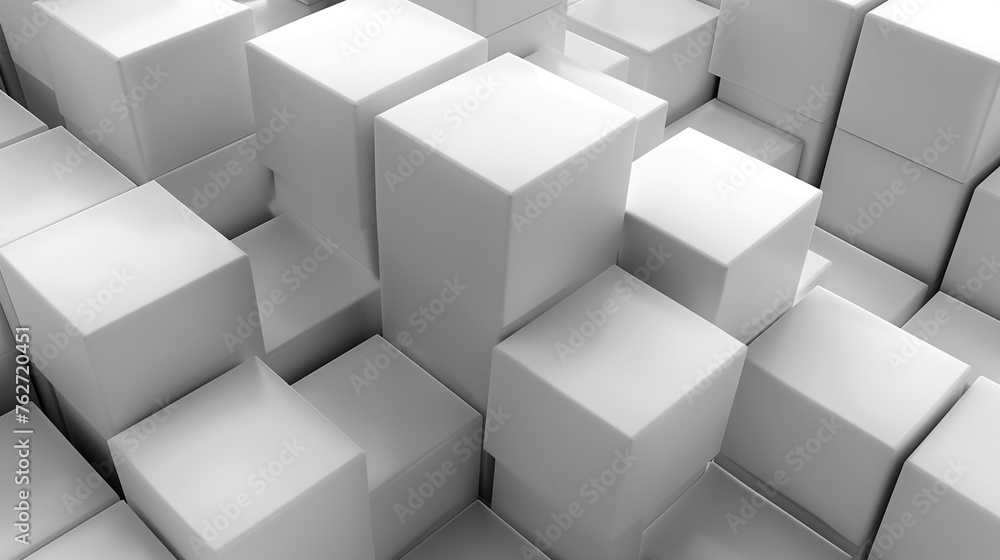 This image presents a serene and orderly array of white cube boxes, each box gently shifted to create a harmonious and engaging pattern. This image presents a serene and orderly array of white cube boxes, each box gently shifted to create a harmonious and engaging pattern.
