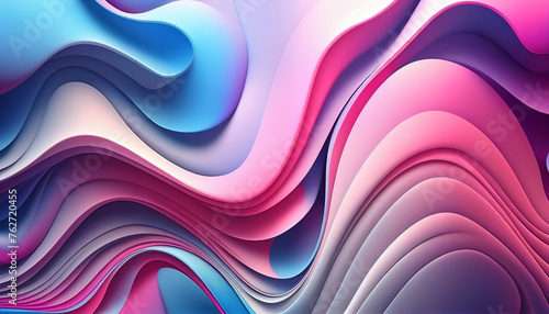 colorful abstract background with pink and blue multicolored wavy surfaces   Ai generated image