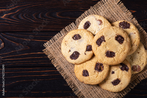Group of homemade american chocolate cookies