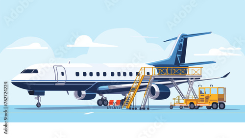An airport ladder or gangplank with electric motor photo