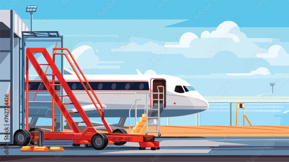 An airport ladder or gangplank with electric motor
