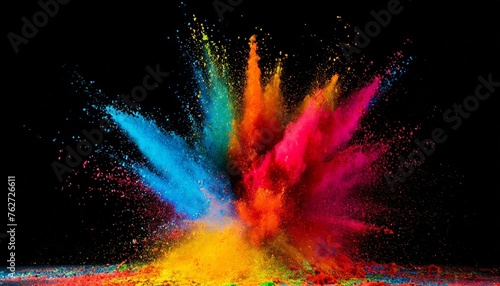Color Symphony: Abstract Pattern of Colored Dust Splash in Bright Explosion