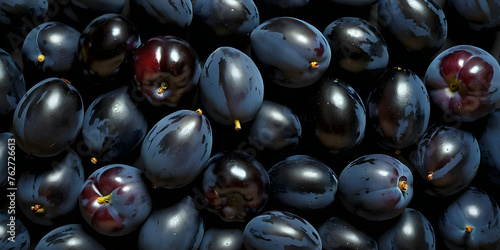 Ripe organic plums. Close-up of plum background. © Verchinski