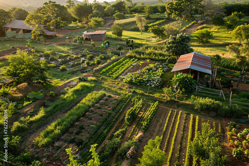 A permaculture farm using regenerative agriculture technology