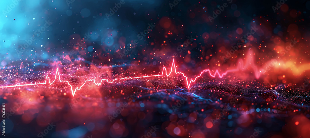 Revise the Cardiogram banner to depict the heart's electrical activity over a specific period visually - obrazy, fototapety, plakaty 