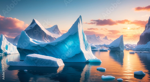 The environment of planet Earth is warming and the ice sheets are melting. Climate change global warming conceptual theme. Generated AI © Arpad
