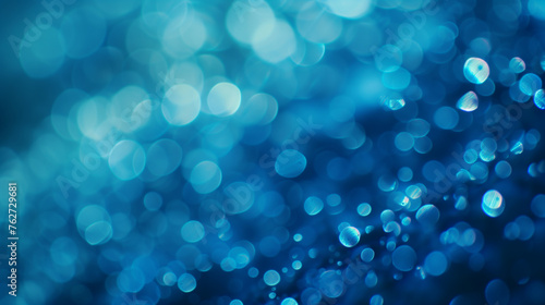 Bokeh light background in the pool. blue blurry underwater bokeh. Blue Christmas abstract sparkles Ai generated image