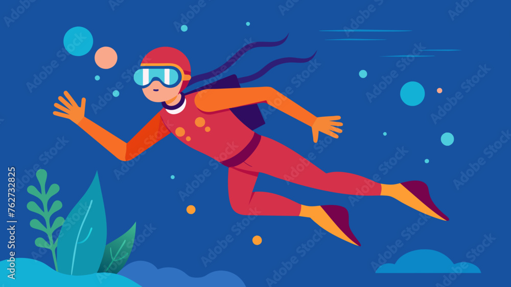 diver posing vector illustration