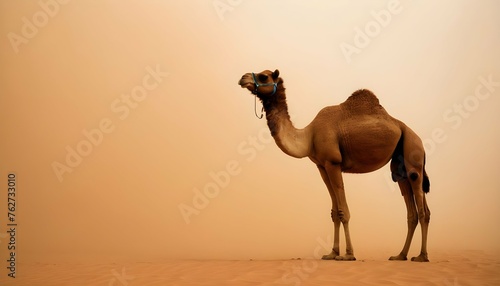 A Camel Standing Stoically In The Face Of A Sandst Upscaled