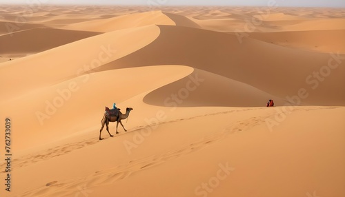 A Camel Trekking Across A Desert Dune Upscaled 2
