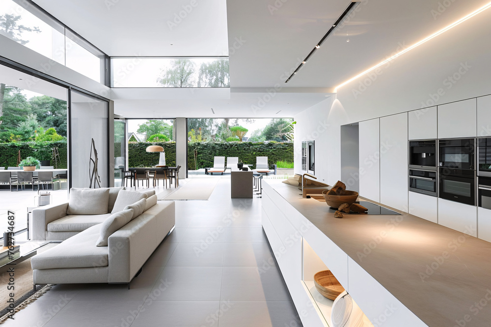 Fototapeta premium A minimalist interior design featuring clean lines