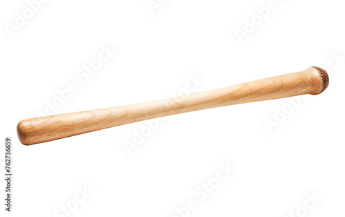 A wooden baseball bat lies on a white background, ready for action