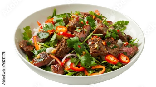 Zesty Thai Beef Salad Isolated on Transparent Background