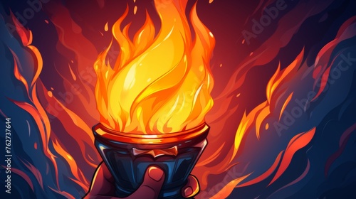 Stylized illustration of a burning olympic torch, symbolizing the spirit and tradition of the games