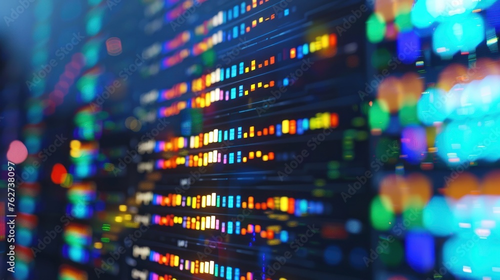 Close-up of DNA sequencing data on a computer screen