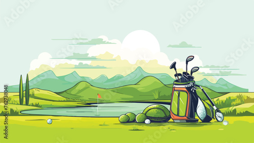 Background with golf items. Sport club illustration