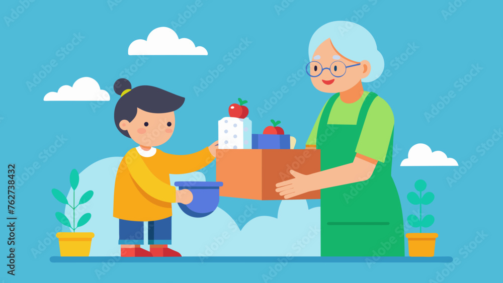 helping grandmother carry vector illustration helping grandmother carry vector illustration