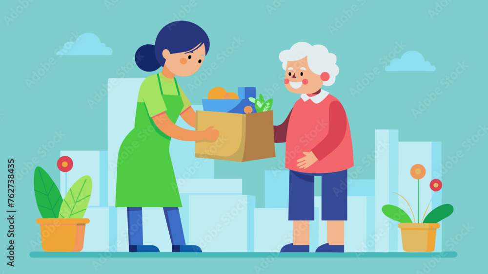 helping grandmother carry vector illustration helping grandmother carry vector illustration